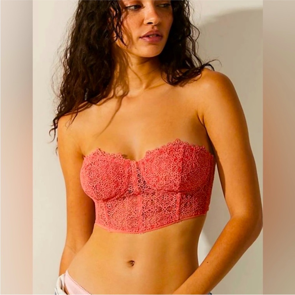 Intimately By Free People Madi Lace Corset NWOT Size M Coral